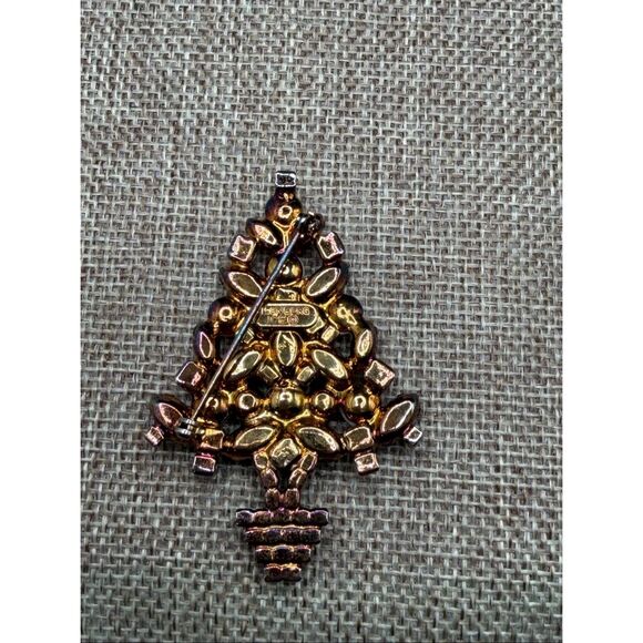 Vintage Eisenberg Ice Christmas Tree Brooch Rhinestones & Faux Pearls Signed - Picture 3 of 8